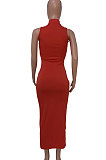 Sexy Club Irregular Pure Color Hollow Out Long Dress Q787
