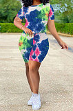 Women Pineapple Cloth Yoga Suit Casual Sport Tie Dye Shorts Sets Q797