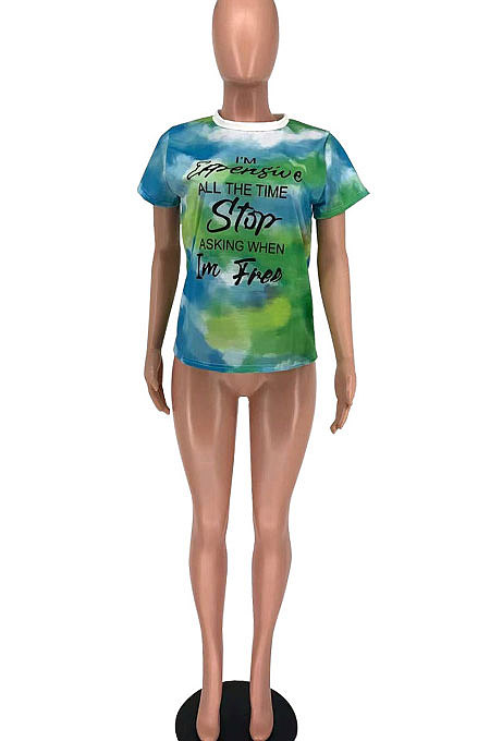 Women Tie Dye Printing T Shirts XXR2138