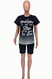 Trendy Casual Letter Printing Gradual Change Shorts Sets XXR2136