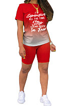 Trendy Casual Letter Printing Gradual Change Shorts Sets XXR2136