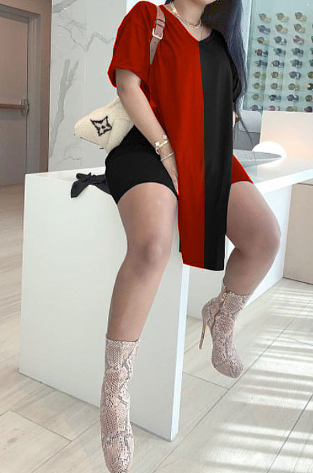 Trendy Women Open Fork Spliced Casual Shorts Sets XXR2132