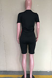 Pure Color Spliced Letter Printing Casual Shorts Sets ORY5153