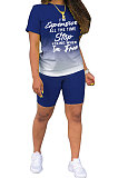 Trendy Casual Letter Printing Gradual Change Shorts Sets XXR2136