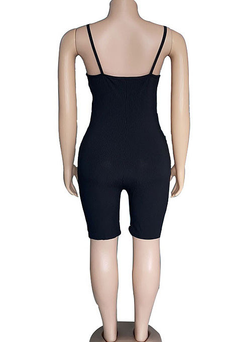 Pit Bar Zipper V Neck Gallus Spliced Sexy Romper Shorts BNB008