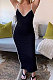 Trendy Women Simplee Casual Joker Gallus V Neck Long Dress BNB86