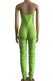 Fashion Womne Casual Printing Letter Ruffle Bodycon Jumpsuits BNB99