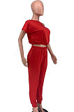 Inclined Shoulder Casual Pocket Sexy Fashion Pants Sets XXR2135