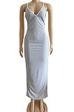 Trendy Women Simplee Casual Joker Gallus V Neck Long Dress BNB86