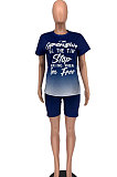 Trendy Casual Letter Printing Gradual Change Shorts Sets XXR2136