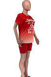Trendy Casual Letter Printing Gradual Change Shorts Sets XXR2136