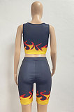 Trendy Casual Women Square Collar Sexy Personality Printing Shorts Sets AYM5017