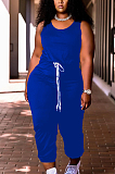 Women Pure Color Vest Drawstint Loose Casual Jumpsuit ARM8272