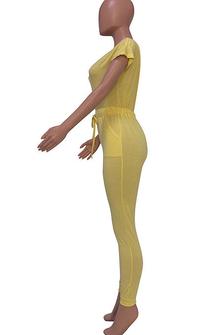 Casual Sport Pure Color Casual Jumpsuits Q791