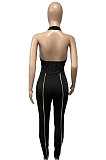 Halter Neck Sexy Bind V Neck Bodycon Jumpsuits Q783