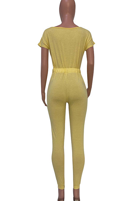 Casual Sport Pure Color Casual Jumpsuits Q791