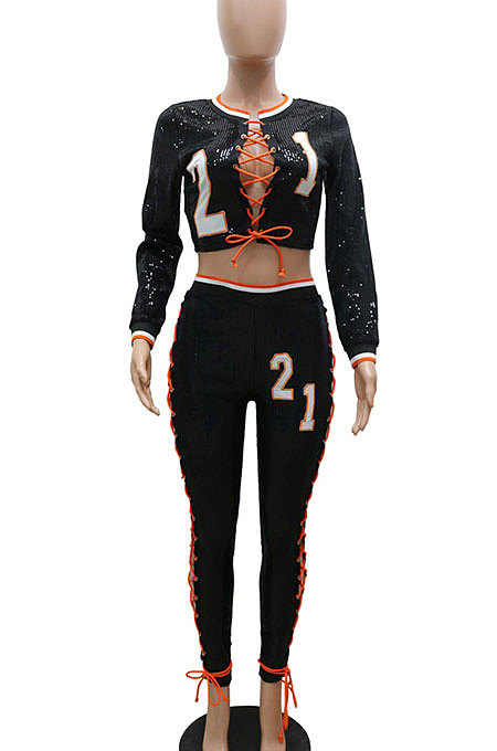 Sexy Bind Coat Pencil Pants Fashion Sequins Two-Pieces CCY8991
