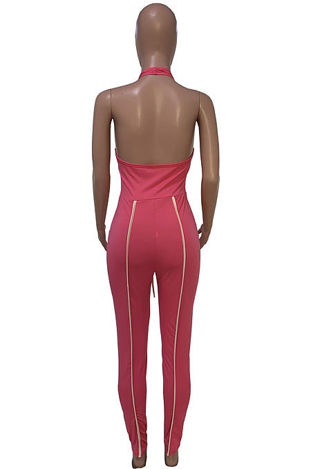 Halter Neck Sexy Bind V Neck Bodycon Jumpsuits Q783