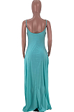 Euramerican Pure Color Loose Sling Dress Have A Pocket ARM8267