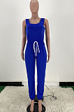 Women Pure Color Vest Drawstint Loose Casual Jumpsuit ARM8272