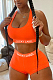Euramerican Women Letter Print Vest Shorts Sport Two-Piece ARM8275