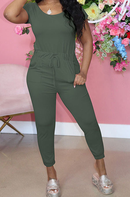 Casual Sport Pure Color Casual Jumpsuits Q791