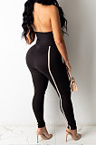 Halter Neck Sexy Bind V Neck Bodycon Jumpsuits Q783
