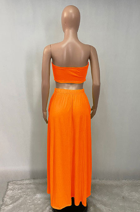 Sexy Bandeau Bra Pure Color Skirts Sets Q842