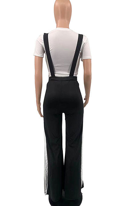 Printing T Shirt Open Fork Loose Suspender Pant Sets KKY8018