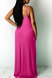 Euramerican Pure Color Loose Sling Dress Have A Pocket ARM8267
