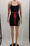 Women Gallus V Neck Bind Sexy Hurnt Flower Mini Dress KKY8025
