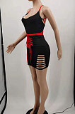 Women Gallus V Neck Bind Sexy Hurnt Flower Mini Dress KKY8025