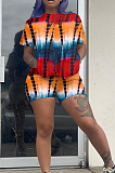 Summer Tie Dye Print Imitation Of Cotton Short Sleeve Shorts Two-Piece ARM8268