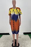 Casual Tie Dye Print Loose V Neck Dress ARM8270