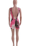 Waffle Tie Dye Sport Vest Romper Shorts Q817