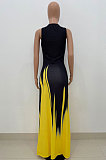 Sexy Trendy Printing Simple Giant Swing Long Dress AMW8313