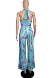 Euramerican Women Chest Warp Tie Dye Wide-Legged Pants Sets LML217