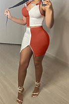 Summer Fashion Spliced Zipper Sexy Two-Piece S6282