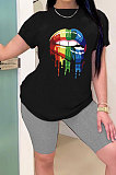 Casual Fashion Lip Printing T Shirts MLM9056