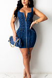 Euramerican Women Cowboy Mid Waist Eyelet Bind Dress LA3269