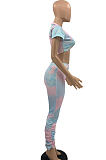 Euramerican Tie Dye V Neck Cultivate One's Morality Two-Piece PQ8037 