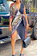 Summer Tie Dye Print Color Matching Open Fork Casual Dress MK043