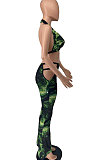 Sexy Women Personality Contraction Band Digital Printing Pants Sets AYL2046