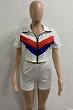 Trendy Casual Short Sleeve Zipper Shorts Sets AYM5018