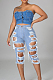 Euramerican High Waist Hole Water Washing Jeans LA3267