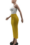 Sexy Pure Color Package Buttocks Hole Sleeveless Skirts Sets MLM9043