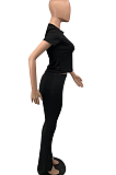 Euramerican Women Sport Package Buttocks Pure Color Two-Piece PQ8015