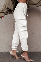 Casual Pure Color Pocket Knotted Strap Long Pants Soprt Vest Two-pieces QLY95013
