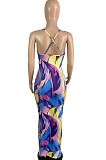 Sexy Print Sling Package Buttchs Open Fork Dress MK042