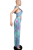 Euramerican Women Chest Warp Tie Dye Wide-Legged Pants Sets LML217